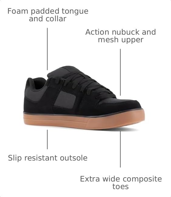 DC Shoes Mens Pure Work Black and Gum Composite Toe Boots product thumbnail 5