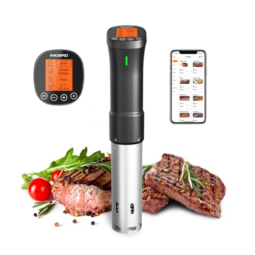 INKBIRD WiFi Sous Vide Roner - 1000W Roner Professionale | 0°C~90°C Cottura Bassa Temperatura con Ricette APP | Allarme Temperatura Raggiunti e Timer | 3D Riscaldamento Uniforme, Silenzioso (ISV-200W)