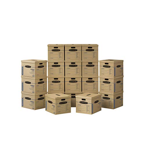 Bankers Box Medium Classic Moving Box 10 Pack, Reinforced Handles, Tape-Free Assembly, Box with Lid, 19-in x 14.5-in x 15.5-in (7717205)