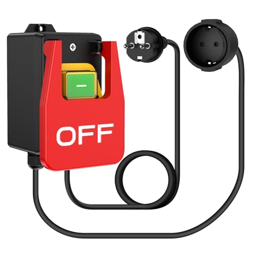 Interrupteur de machine 230 V, 16 A, monophasé, avec prise et sécurité pour éteindre rapidement la table de fraisage et d'autres appareils électriques