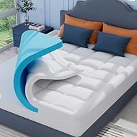 ELEMUSE Memory Foam Mattress Topper with Fluffy Pillow Top Cover, Mattress Topper Double Bed for Back Pain Relief, with OEKO-TEX & CertiPUR-US (Double Size-135x190cm)