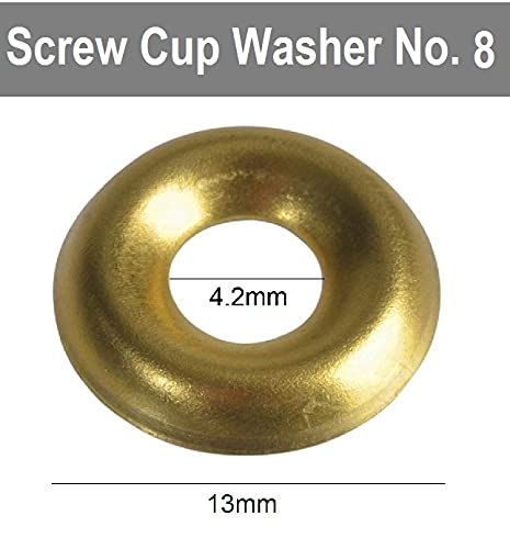 TERF® 100 Pcs Brass Plated Screw Cup Washer Size No. 8 Countersunk Screw Surface Finishing Cup Washers Gauge Size No. 8g - Image 3