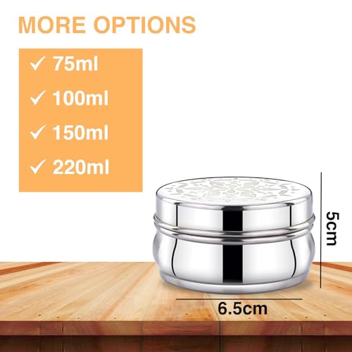 Image of Expresso Stainless Steel Small /Mini Box Dabba /Container /Storage Box, Set of 6 Kids Lunch Box | Airtight | Leakproof Snack Box, Tiffin Box for Kids School Adults Picnic Set of 6 (75 Ml)