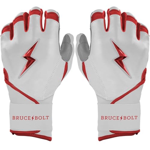 BRUCE BOLT Chrome Series Long Cuff Red Batting Glove - Red XXLarge