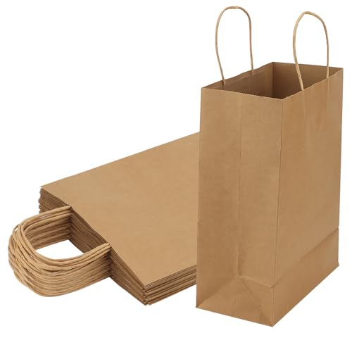 Sac en papier kraft marron 26x12x31,5 emballage cadeau poignée x30