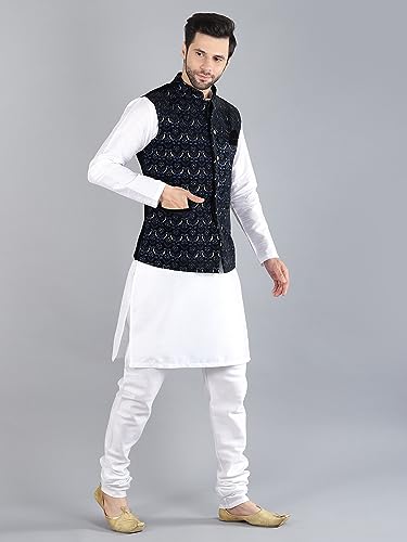 Image of Uri and MacKenzie Men's Silk Blend Kurta Pajama with Designer Ethnic Nehru Jacket /Modi Jacket
