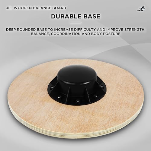 JLL® Wooden Balance Board, ANTI SLIP SURFACE, Exercise Fitness Workout Rehabilitation Training Exercise Wobble Board - Image 4