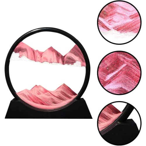 Image of NYRWANA Sand Art, Moving Sand Art,Sand Art Decor Picture Glass Liquid Wall Painting, 3d Deep Sea Sandscape Natural Landscape in Motion Display with Flowing Sand Frame for Home Decor, Diwali Gift Item, (10 inch, Pink)