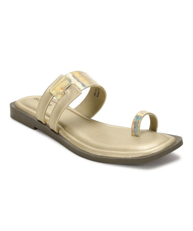 PARAGON RK6025L Womens Gold Sandals | Stylish Slip on Flat Sandals with Cushioned Soles | Comfortable Everyday Sandals for Outdoor Use (B0CKBK9FX1) Amazon Price History, Amazon Price Tracker