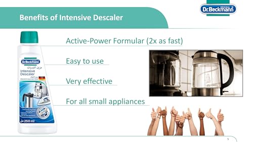 Image of Dr. Beckmann Intensive Descaler for Iron, Kettles, Coffee Machine, 250ml | Removes Stubborn Limescale-With Active Power Formula-Works Faster-Effective-Easy to Use-For all Small Appliances