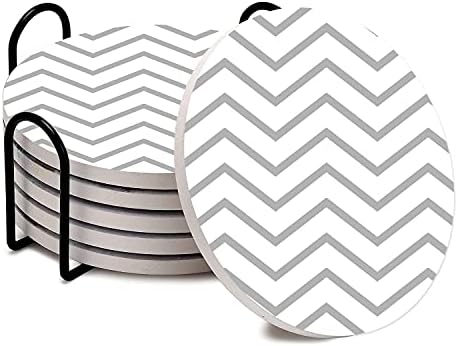 YumSur Drink Coasters Set of 6 with Holder Absorbent Ceramic Stone Coasters with Cork Bottom Heat and Scratch Resistance Decorative Drink Mats Coasters Cup Coasters