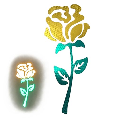 Image of High-Intensity Grade Reflective Rose Car Decal, Customizable, Multiple Colors and Size Options, Yellow /Gold, 10inches