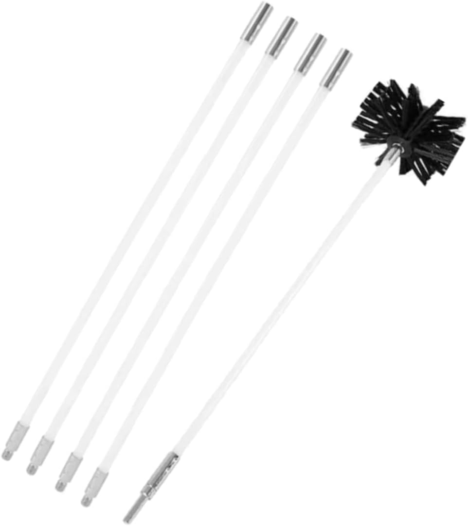 1set Fireplace Lint Sweeping Tool Flexible Chimney Cleaning Kit Rods Brush for Dryer Vent Chimney Maintenance Easy to Use Electric Drill