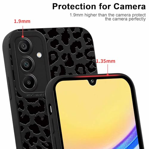 Yoedge Black Leopard Print for Samsung Galaxy A15 5G 6.5 Inch Phone Case,Cute Cheetah Pattern Aesthetic Design for Women Girls,Soft TPU Slim Profile Cover, Anti-Slip Shockproof Protective Girly 01 - Image 2