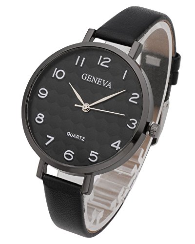 Top Plaza Womens Ladies Analog Quartz Wrist Watch - Fashion Simple Watch with Thin Black Leather Band Arabic Numerals #2