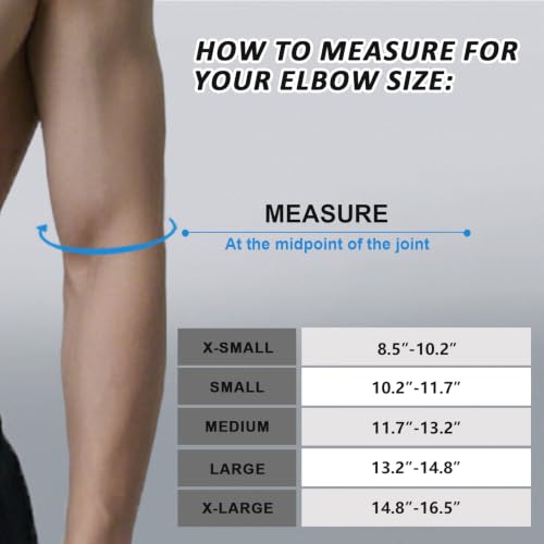 Image of Copper Elbow Brace Compression Sleeves for Pain Relief Men Women, Arm Support Forearm Pads Braces for Tendonitis,Tennis, Golfers, Arthritis, Weight lifting (XSmall, Gray)