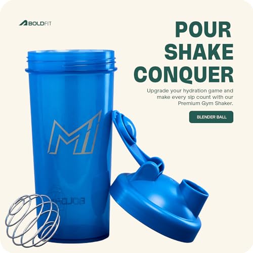 Image of Mumbai Indians (MI) Official Merchandise Gym Shaker for Protein Shake Leakproof Shaker Bottles for Protein, Preworkout & Bcaa Shake, Protein Shaker Bottle for Gym, Gym Bottle for Men, Women Blue