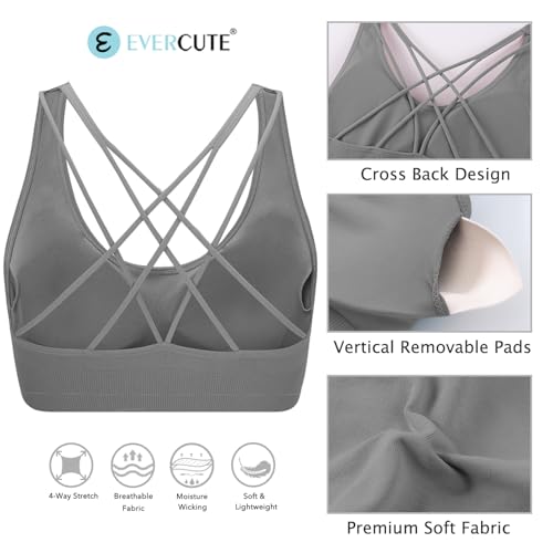 Evercute Cross Back Sport Bras Padded Strappy Medium Support Cropped Bras for Yoga Workout Fitness Bras3