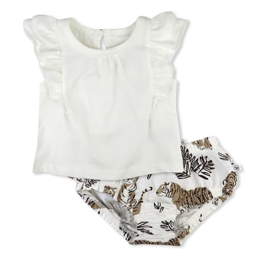Image of HonestBaby Baby Boys' 2-piece Flutter Tee, Dress With Ruffle Diaper Cover 100% Organic Cotton