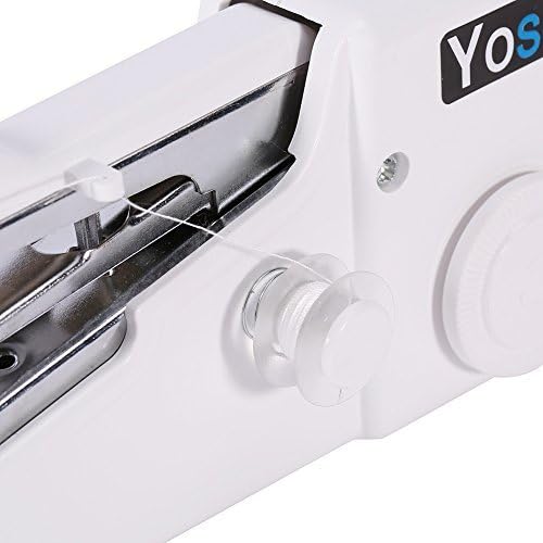 Close-up of the thread spool mounted on the Yosoo Handheld Sewing Machine.