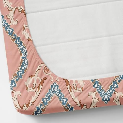 Image of 350 TC Premium Heavy Cotton Feel Elastic Fitted Bedsheet King Size with 2 Pillow Covers || Double Bed with All Around Elastic (Salmon Pink, Fitted Queen-60x78)