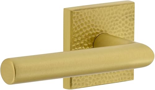 Viaggio Quadrato - Roseta martillada doble con palanca moderna en latón satinado