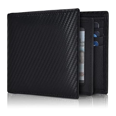 Black Bifold Leather Wallet with RFID Protection Cover