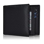 Real Leather Bifold Wallet for Men - Wallets with 9 Credit Cards 1 ID Window Slim Minimalist Front Pocket Billfold (Black)