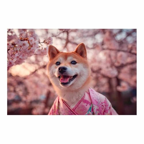 Toile animal chien souriant rose 80x120cm DunPei pour décoration murale moderne bureau