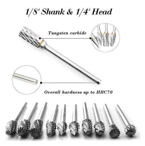 10 Pzas Fresas Rotativas de Carburo de Tungsteno 1/8" miniatura 4