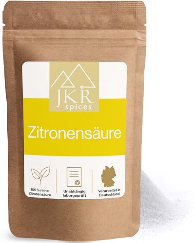 JKR Spices® 200g Zitronensäure Pulver Lebensmittelqualität E330 | Citronensäure als Säuerungsmittel und Konservierungsmittel zum Kochen und Backen | Als Entkalker oder Allzweckreiniger