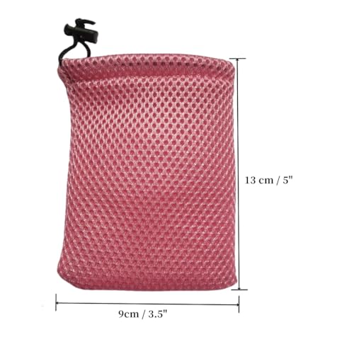 Small Mesh Bags,Black Nylon Mesh Drawstring Bags Drawstring Net Bag Small Travel Stuff Pink 8Pcs (13 x 9cm / 5" x 3.5")3