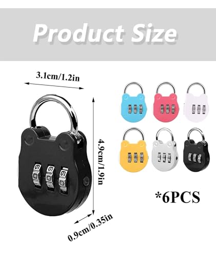 Image of 6 Pcs Number Lock, TSA Locks for Luggage, Number Locks for Door Resettable Pin Number Padlock Smart Lock for Bag Small Lock for School Gym Locker Sports Locker Fence Toolbox Gate(6 Colors)