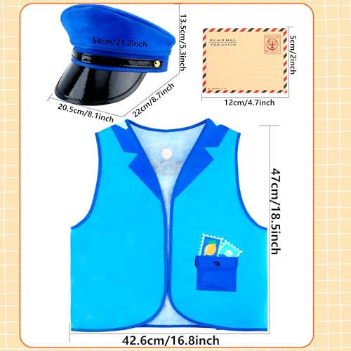Disfraz infantil de cartero con chaleco, gorra y bolsa miniatura 2