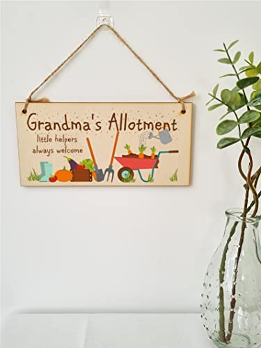 The Plum Penguin Handmade Wooden Hanging Wall Plaque Grandma's Allottment Little Helpers Welcome Gift Sign Gardeners from Grandkids - Image 2