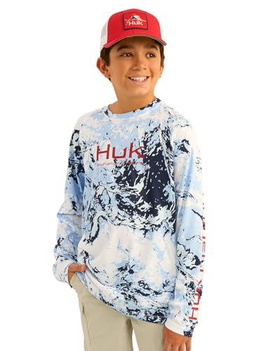 Image of HUK Kids Pursuit Pattern Long Sleeve Shirt, Fishing Shirt for Kids