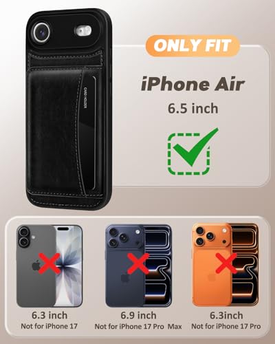 Uppuppy for iPhone 17 Air Wallet Case with Card Holder,Black - image 2