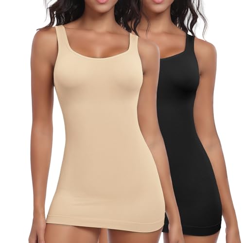 Diawsome Bauchweg-Shapewear für Damen Kompressions-Body-Shaper-Workout-Tanktops nahtlos quadratischer Ausschnitt schlankmachendes Camisole