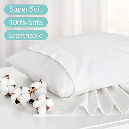 Tillyou Toddler Bed Pillow With Pillowcase, Ergonomic Cotton Baby Pillow For Sleeping,Kids Travel Pillow With Case, 13”X18”, White #TOP1