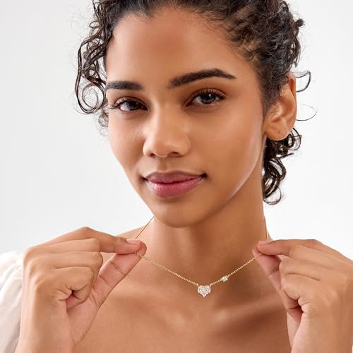 E Love Heart Necklace 14k Gold Plated Cubic Zirconia Pendant Necklace, Birthday Anniversary Jewelry Gifts for Women Wife Mom Girfriend3