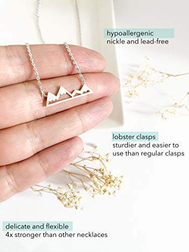 Altitude Boutique Snowy Mountain Necklace for Women Nature Lovers, Skiers, Hikers Campers (Gold, Silver, Rose Gold)3