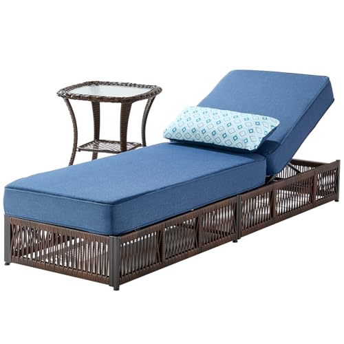 ACTREST Luxury 2PCS Outdoor Chaise Lounge and Side Table Set
