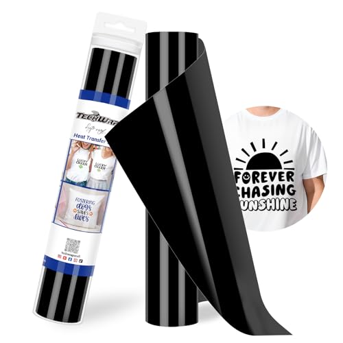 TECKWRAP Heat Transfer Vinyl Black Iron on Vinyl for All Cutter...