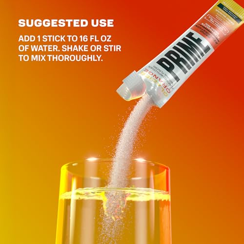 Image of PRIME Rapid Rehydration Electrolyte Powder Sticks, Glacier Orange, Sugar Free Hydration Drink Mix with Sodium, Potassium, Magnesium & B Vitamins to Replenish Fluids, Caffeine Free, 16 Count