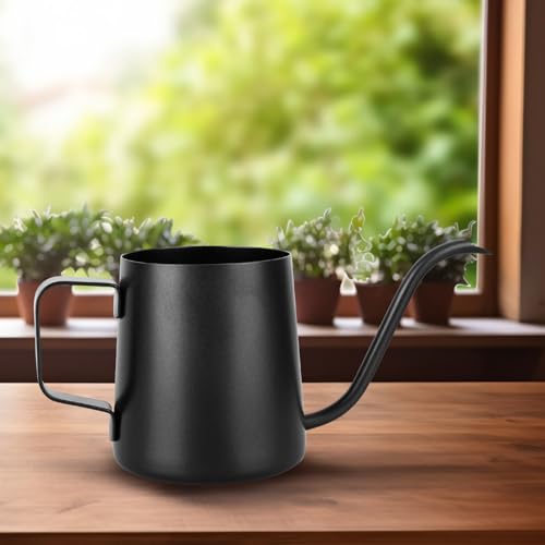XTDMJ 350 ml Black Watering Can With Long Stainless Steel Spout for Small Indoor Plants Succulents, and Garden Use - Image 4