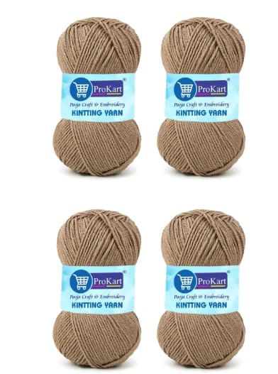 Image of ProKart Premium 4 Ply Wool Yarn, Soft and Versatile Knitting & Crochet Yarn for Sweaters, Scarves, Hats, Baby Clothes, Purses, Gift Bags and DIY Craft Projects. Fuchsia Brown, 100g x 4 Balls.