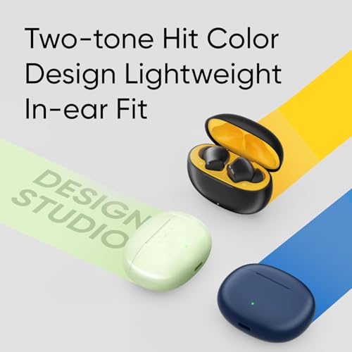 Image of Buds T110 Bluetooth Truly Wireless in Ear Earbuds for Realme mic, AI ENC for Calls, Google Fast Pair, 38 Hours Total Playback with Fast Charging and Low Latency Gaming Mode (Punk Black)