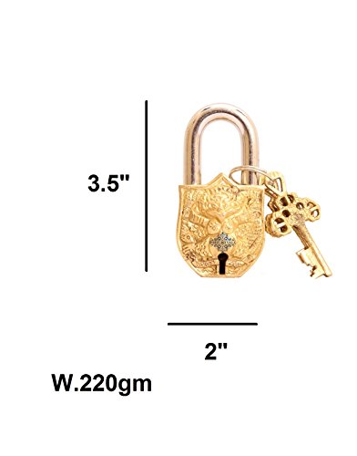 Image of IndainArtVilla Handmade Old Vintage Style Antique Owl Design Lock with 2 Keys for Home Temple Office Showrooms Security Lock Home Decore Gift Item