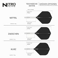 RED DRAGON Darts – Nitro Flite Integriert Flüge & Schäfte System – No.2 Form und Design – Weiß & Schwarz Farbe, Kurz Länge – Ansicht 4