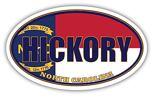 3 Pack 2x3 inches | Hickory City North Carolina State Flag | NC Flag Catawba County Oval State Colors Construction Toolbox, Hardhat, Lunchbox, Helmet, Mechanic, Luggage
